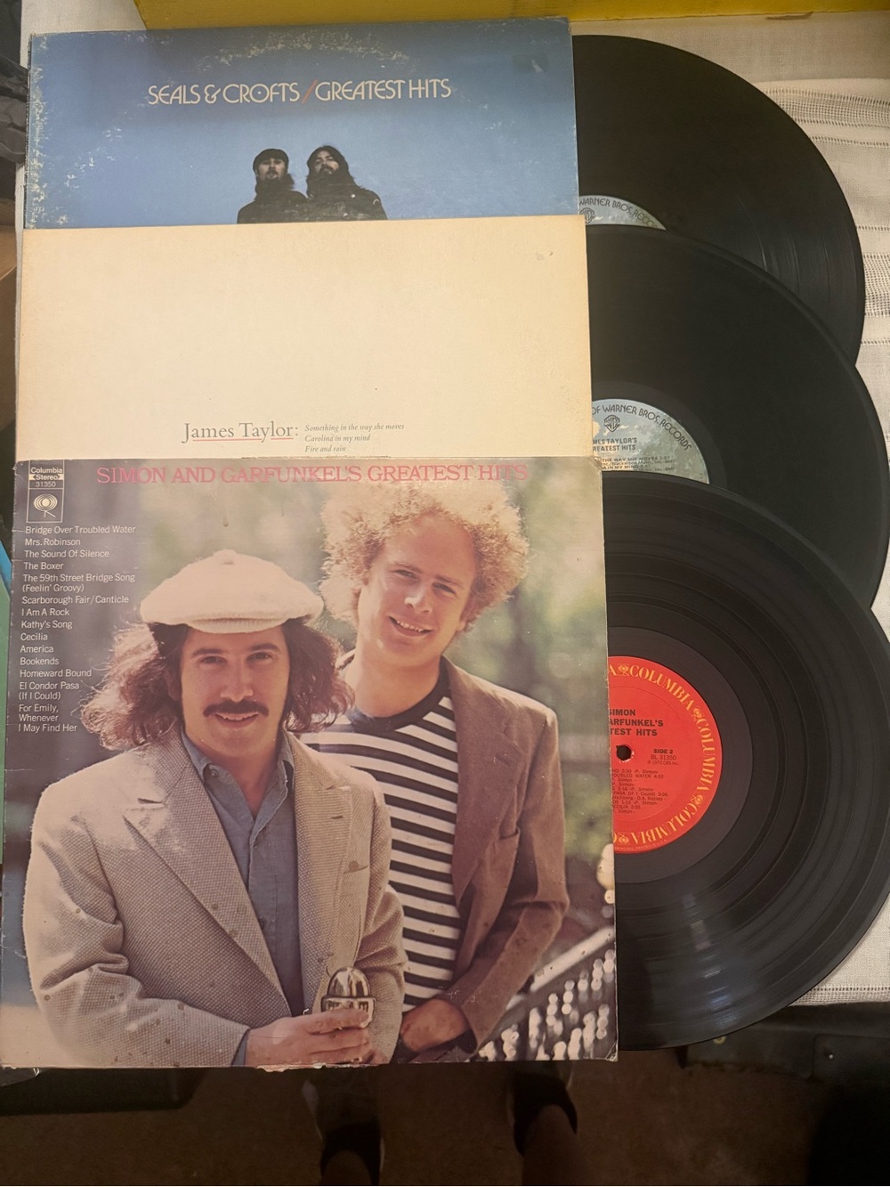 Simon & Garfunkel, James Taylor, Seals & Crofts - Vinyl Record Lot of 3